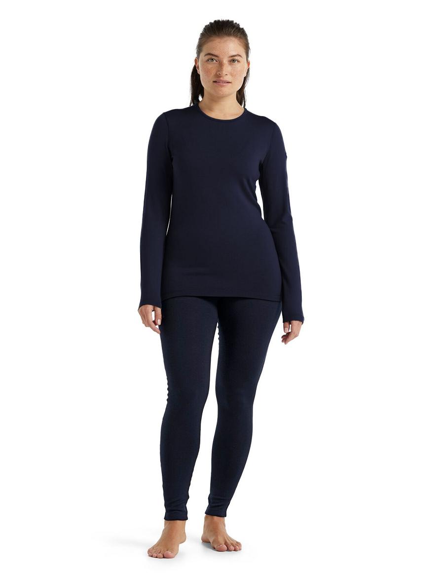 Midnight Navy Women's Icebreaker Merino 260 Tech Long Sleeve Crewe Thermal Top One Piece & Sets | USA 1761VRWD